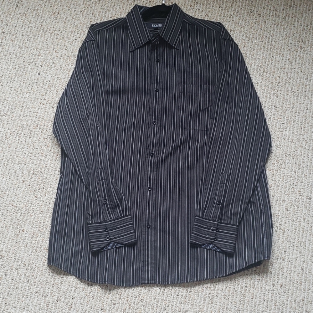 Bogari Black Striped Button Down